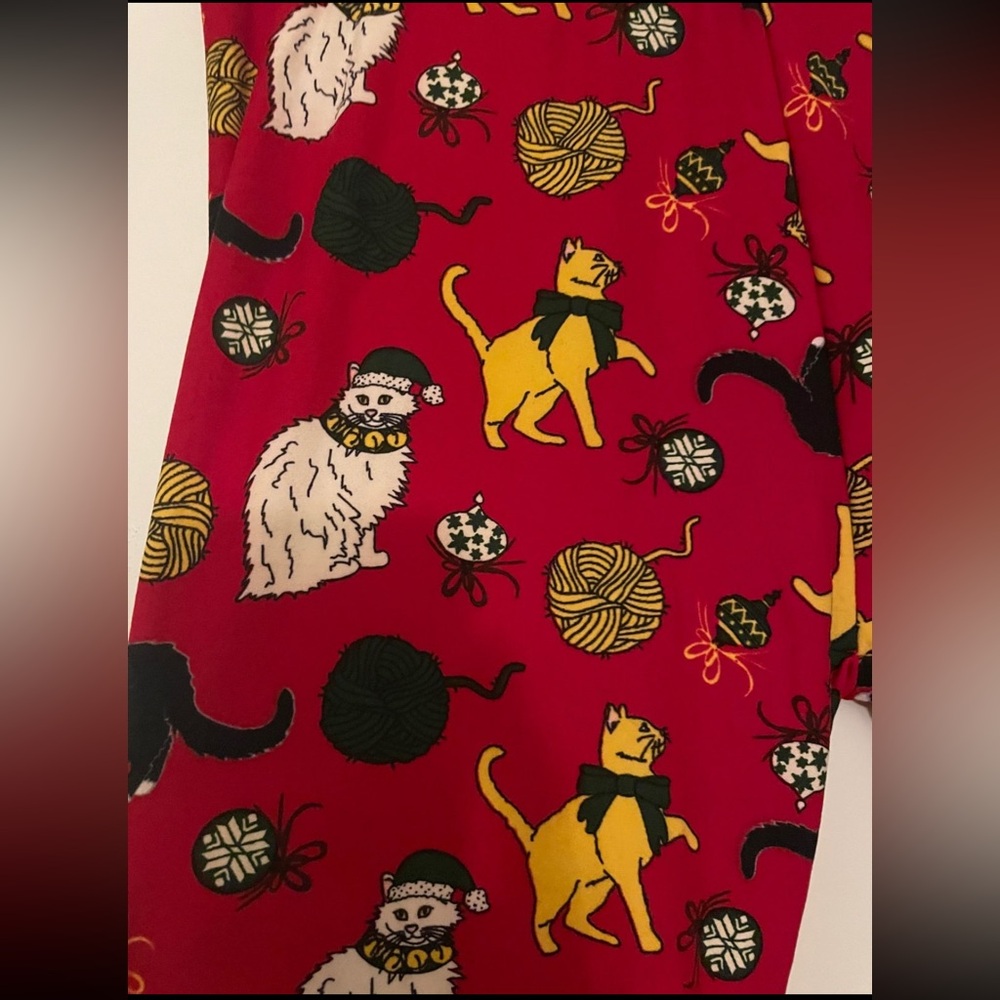 Christmas Cat Print Pajama Pants